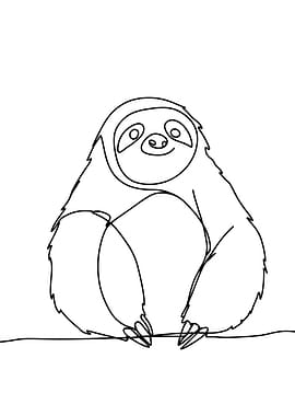 Sloth Minimalist Line Art