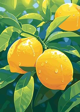 Fresh Lemons on the Branch