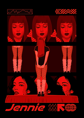 Jennie Red and Black Graphic Art