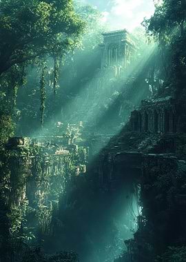 Overgrown Ancient Ruins in Jungle
