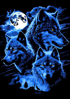 Wolves Under Moonlight