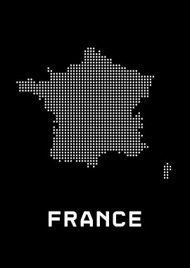 France Map Dotted White on Black