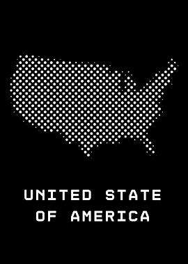 USA Map Dotted Black and White