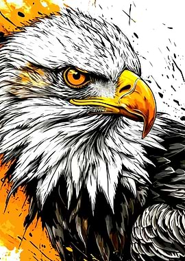 Eagle Portrait with Orange and Black Accents