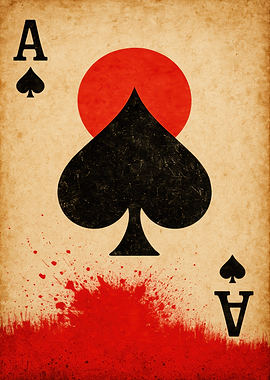 Ace of Spades with Red Splatter