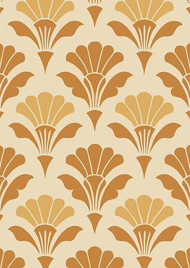 Floral Pattern in Gold and Beige