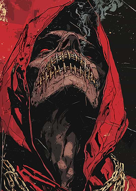 Hooded Skull with Stitched Mouth