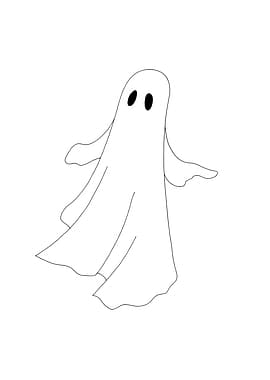 Simple White Ghost Minimalist line art