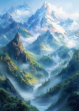 Misty Mountain Landscape