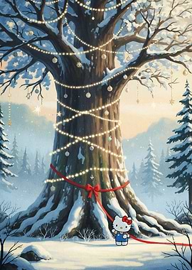 Hello Kitty Christmas Tree in Winter