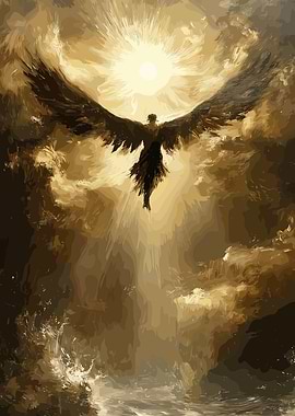 Angel Ascending in Golden Light