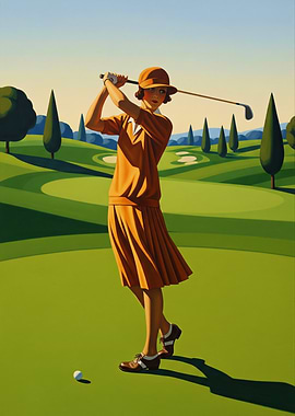 LA GOLFEUSE (The Golfer) - Original Art Deco Artwork