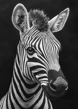 Monochrome Zebra Portrait