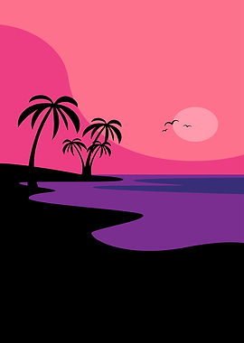 Tropical Sunset Silhouette