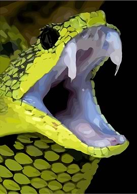Open-mouthed Green Viper Digital Art