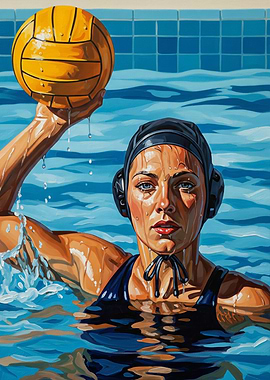 LA JOUEUSE DE WATER-POLO (The Water Polo Player) - Original Art Deco Artwork