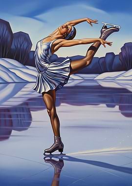 LA PATINEUSE (The Skater) - Original Art Deco Artwork