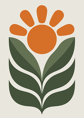 Minimalist Floral Design with Orange and Green