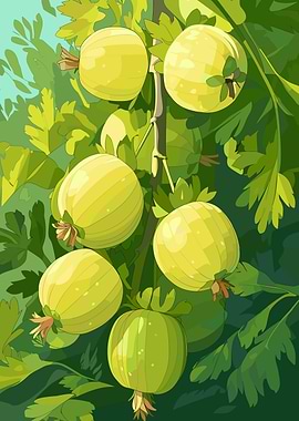 Gooseberries on the Branch Illustration