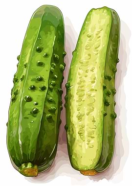 Two Fresh Cucumbers Illustration