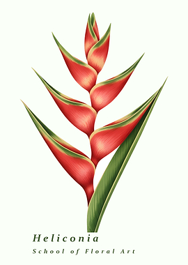 Watercolour Heliconia Flower Illustration