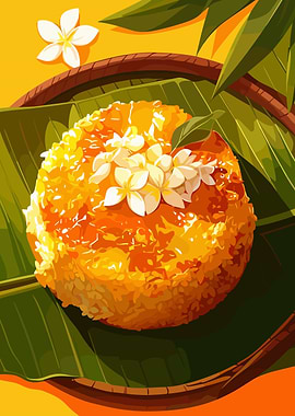 Sticky Rice Dessert with Flowers