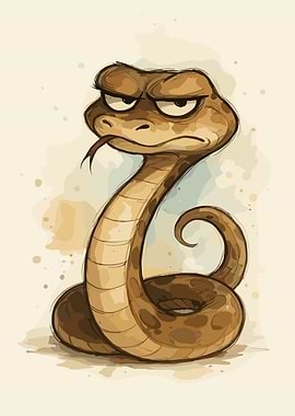 Grumpy Cartoon Snake Illustration