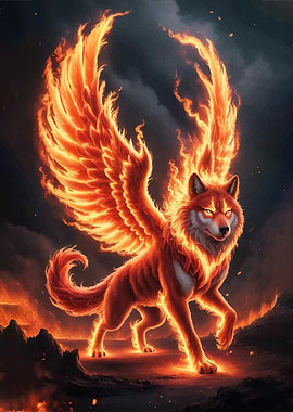 Fiery Winged Wolf
