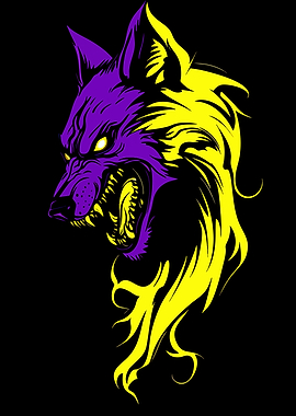 Purple and Yellow Wolf Illustration