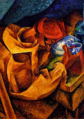Cubist Still Life with Cloth and Bowls by Umberto Boccioni