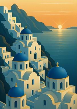 Santorini Greece Architecture at Sunset