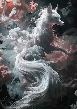Ethereal White Fox in Smoky Hues