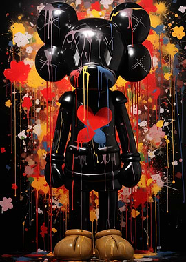 Kaws Companion Figure with Paint Splatters