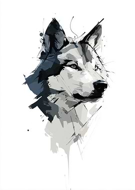 Abstract wolf vector portrait in watercolor style