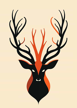 Abstract deer vector portrait with bold antlers