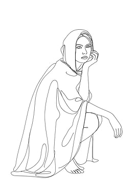 Minimalist Line Art Woman Squatting
