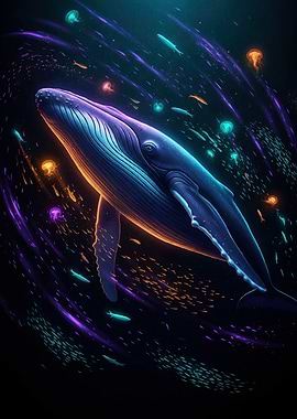 Neon Whale Deep Sea
