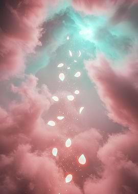 Dreamy Sky with Falling Petals
