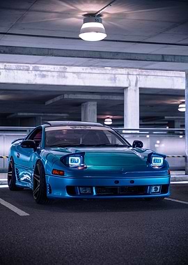 Blue Mitsubishi 3000GT in Parking Garage
