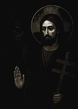 Jesus Christ with Cross and Halo