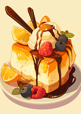 Delicious Dessert with Berries and Chocolate