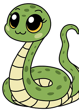 Cute Cartoon Green Snake Illustration