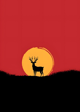 Deer Silhouette Sunset