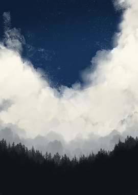 Forest and Clouds Digital Painting