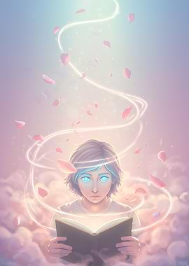 Glowing Book and Floating Petals