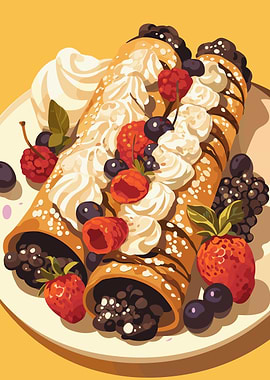 Delicious Crepes with Berries and Cream