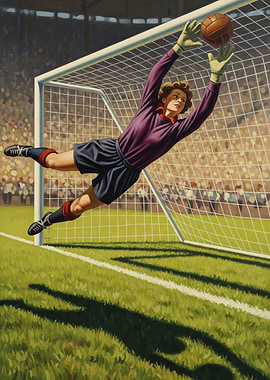 LA GARDIENNE DE BUT (The Goalkeeper) - Original Art Deco Artwork