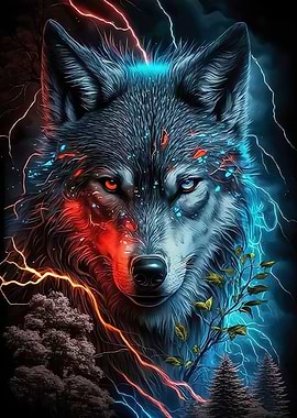 Electric Wolf Portrait Animal