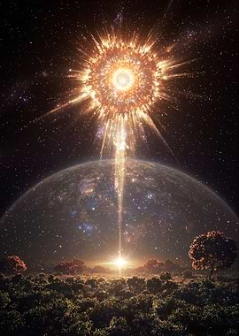 Cosmic Energy Beam over Earth