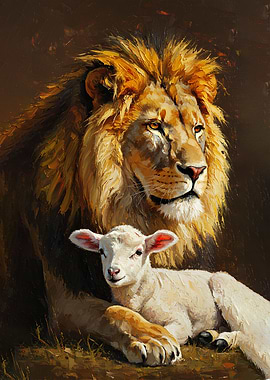 Lion and Lamb Painting